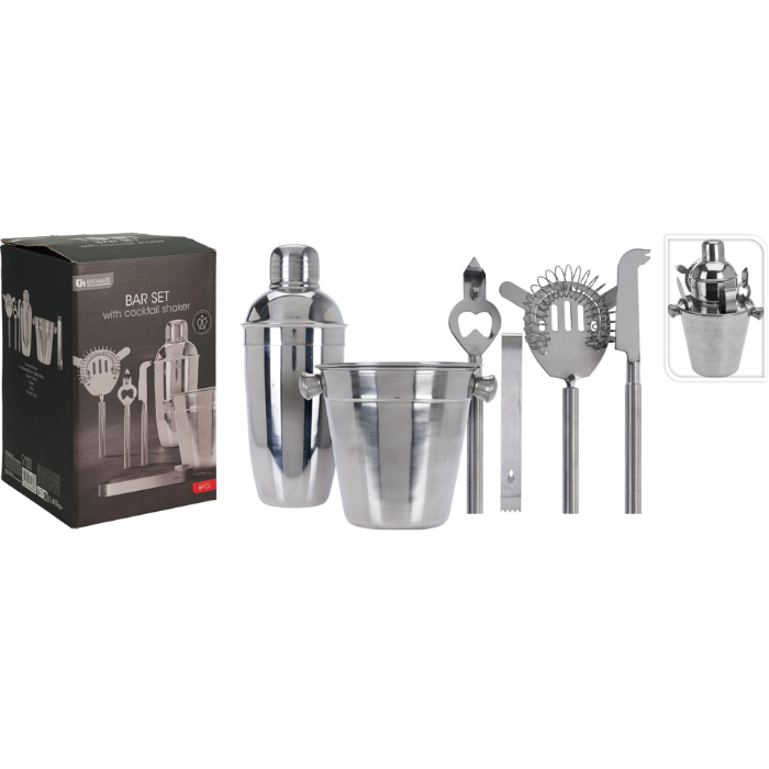6-piece cocktail set in stainless steel