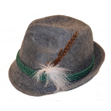 Tyrolean hat for Oktoberfest Bavaria grey unisex one-size