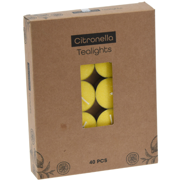 Citronella yellow tea lights 40x - 38x38x14 mm