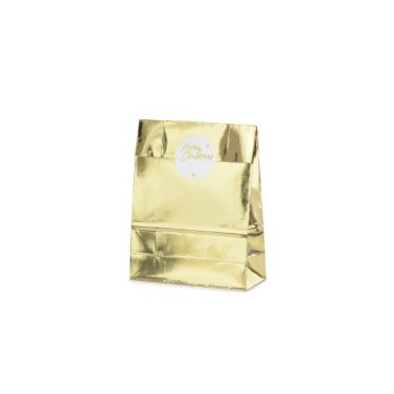 Gift bag merry christmas gold 3x 18.5x28.5x8 cm