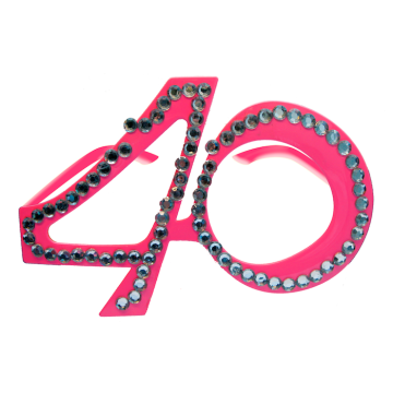 40th birthday glasses in pink with diamonds