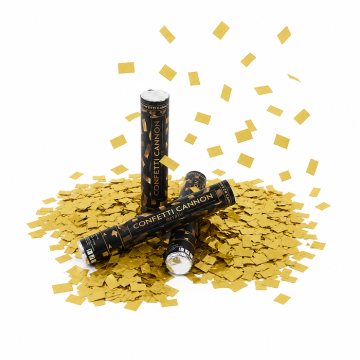 Gold confetti tube 40 cm PartyVikings - Metallic Rectangular - Waterproof