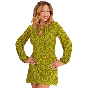 70s disco costume in green with retro pattern