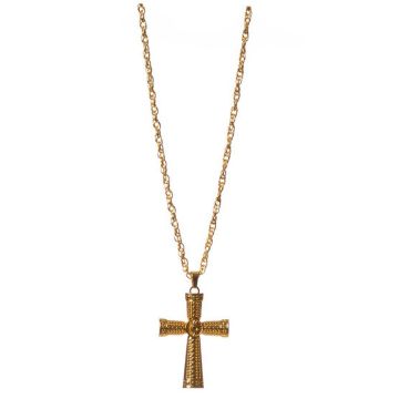 Detailed gold cross necklace