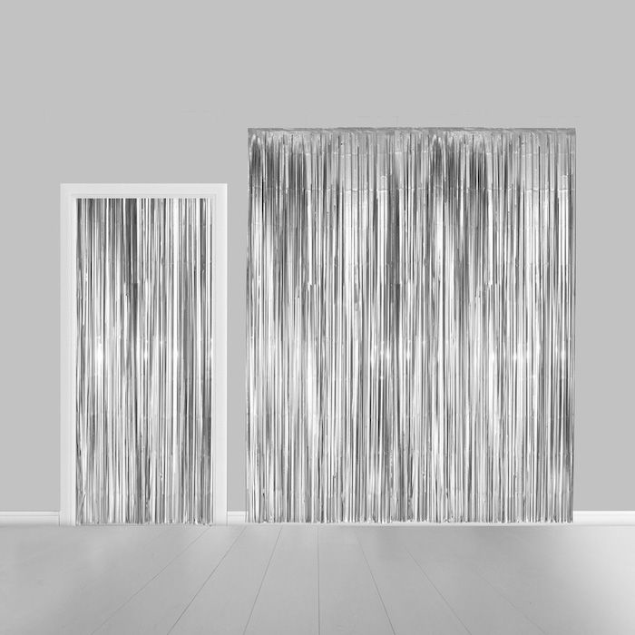 Silver Glitter Curtain - 100 x 240 cm
