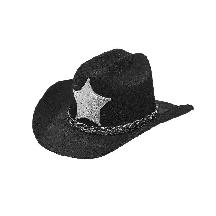 Black mini sheriff cowboy hat - one size