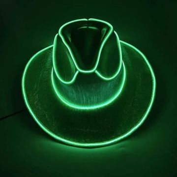 Fun cowboy rave hat with LED Green
