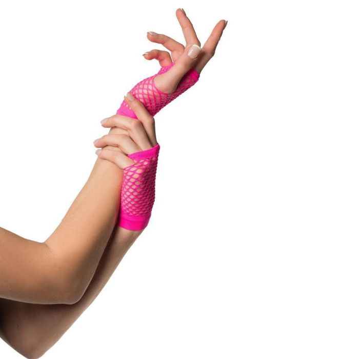 Short fingerless gloves one-size for women neon pink