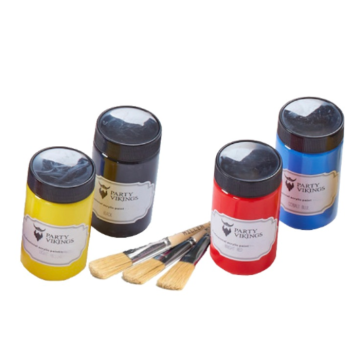 Painting set in red, blue, yellow, and black 100 ml - incl 3 brushes