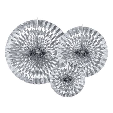 Silver Rosettes x3 - 40, 32, 23 cm