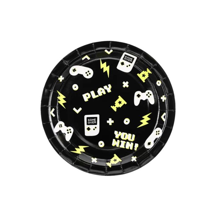 Paper plates with gamepad motifs 6x - 23x23 cm