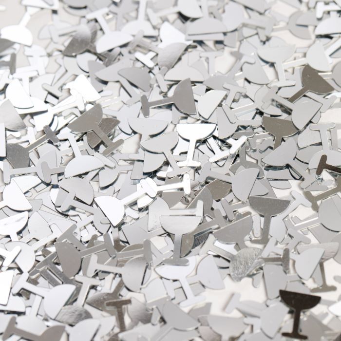Silver coloured champagne glass table confetti - 14 g