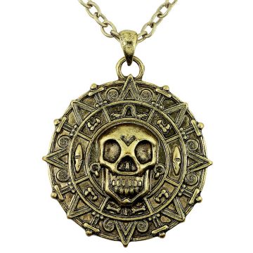 Skull skeleton compass necklace
