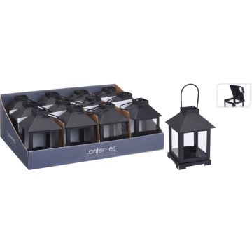 Tea Light Lantern in Matte Black Metal 11.5 cm