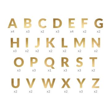 Gold letters for garland 64 pieces - 14 cm