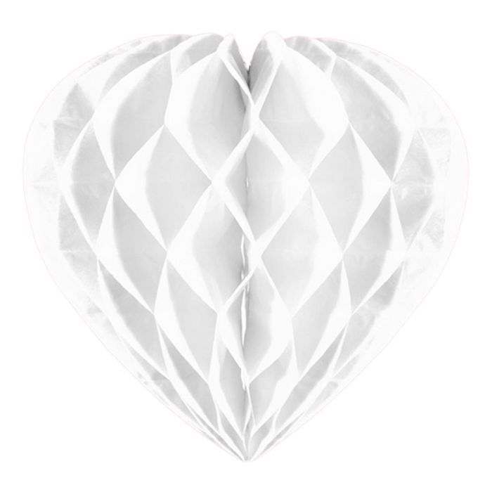 Honeycomb heart white - 30 cm