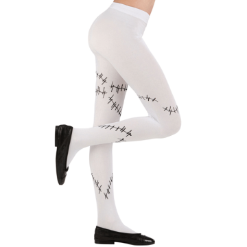 White tights with stitches for children