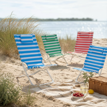 Striped beach chairs 42x72x37/77 cm