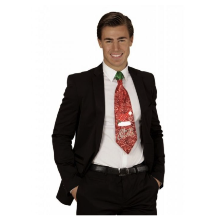 Christmas tie with glitter in Red