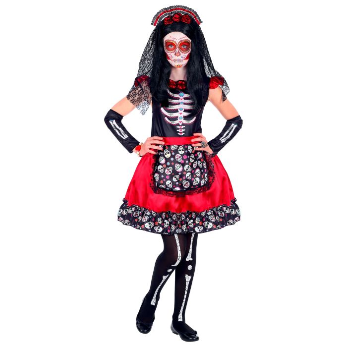 Sugar Skull Costume for Girls with Veil