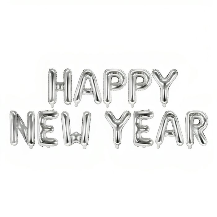 Foil balloon happy new year silver 422x46 cm