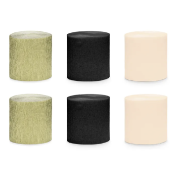 Crepe Streamer black/gold mix 6x - 10 meters