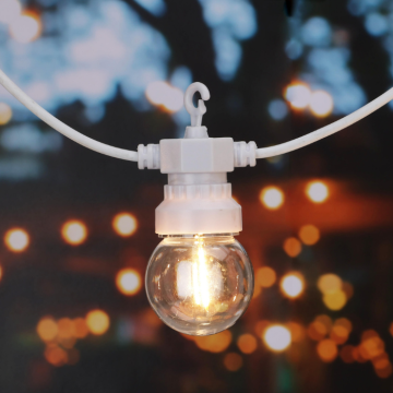White Outdoor Light String with 20 Bulbs 14.5 M