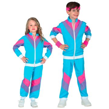 Turquoise Blue 80s Tracksuit for Kids