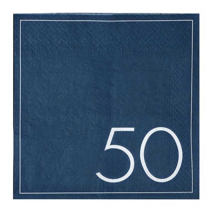 50th birthday napkins in Blue 16x