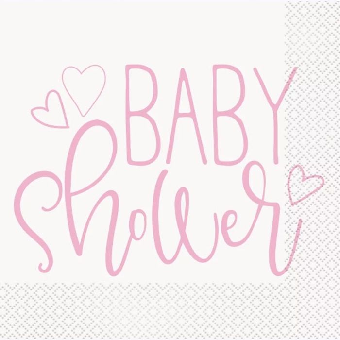 Pink napkins for baby shower girl 16x