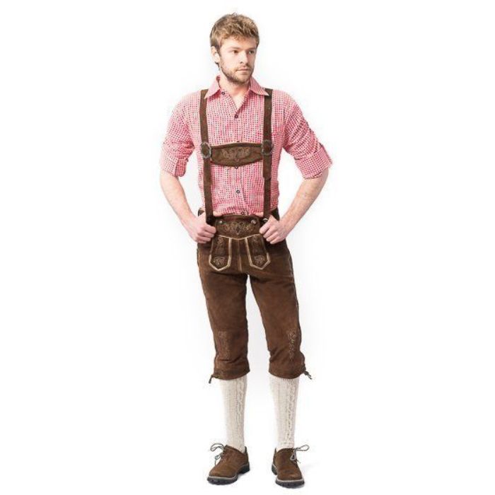 Tyrolean lederhosen trousers Rudi long dark brown