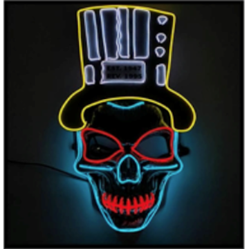 Spooky skull LED mask with yellow hat