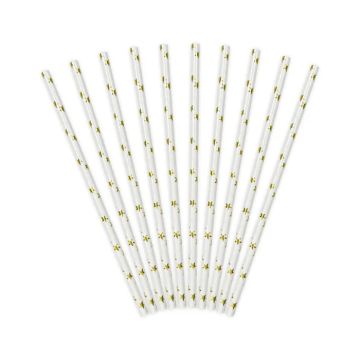 Gold star straws 10x - 19.5 cm