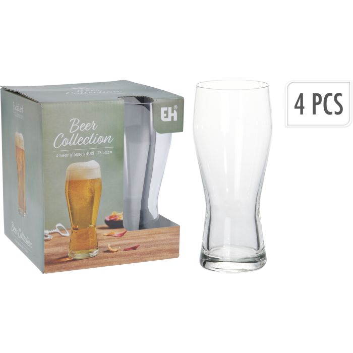 Stemless Beer Mugs in Clear Glass, 4 pcs, 40 cl