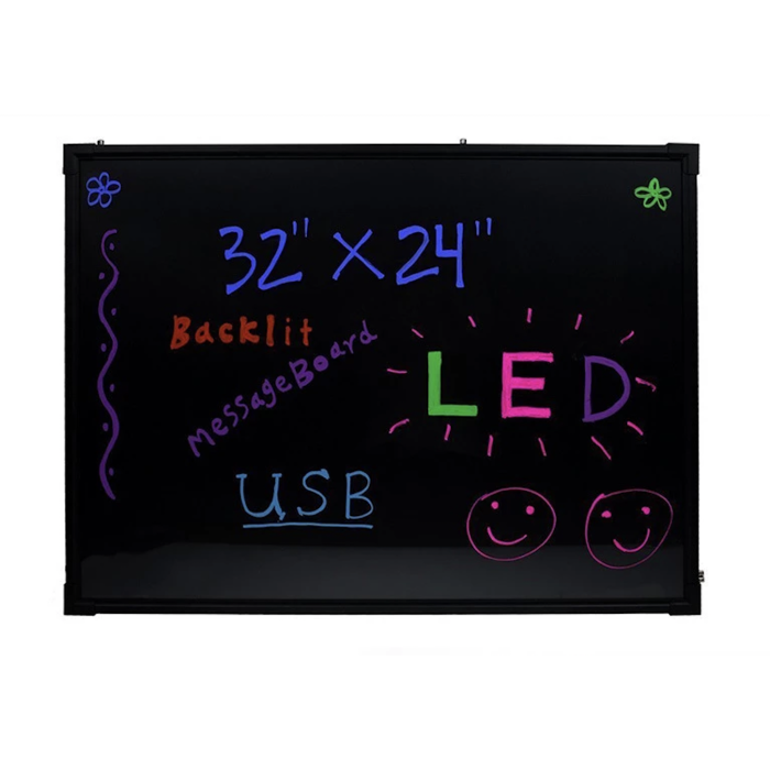 LED sign with glow-in-the-dark markers