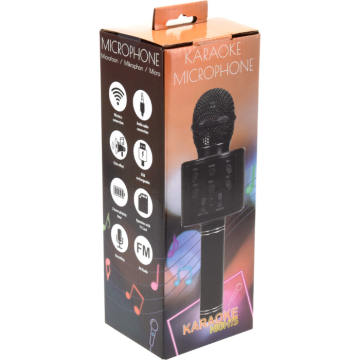 Rechargeable wireless karaoke microphone black 7.5x22.5 cm