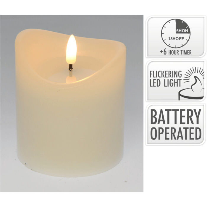 LED block candle white - 9x9x10 cm