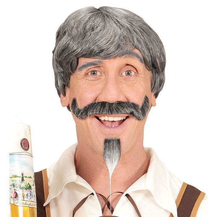 Grey Tyrolean wig with beard - 3 pieces