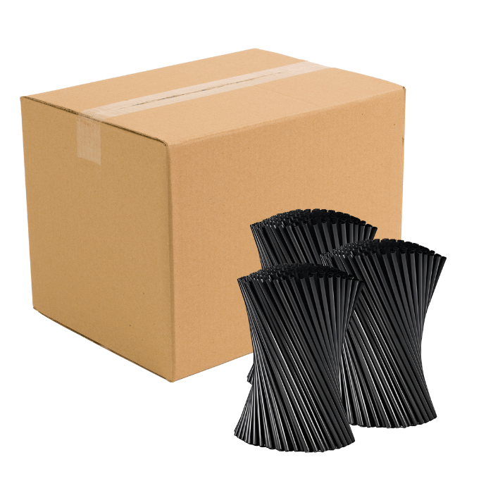 Straws black 200x8mm reusable 4000x plastic