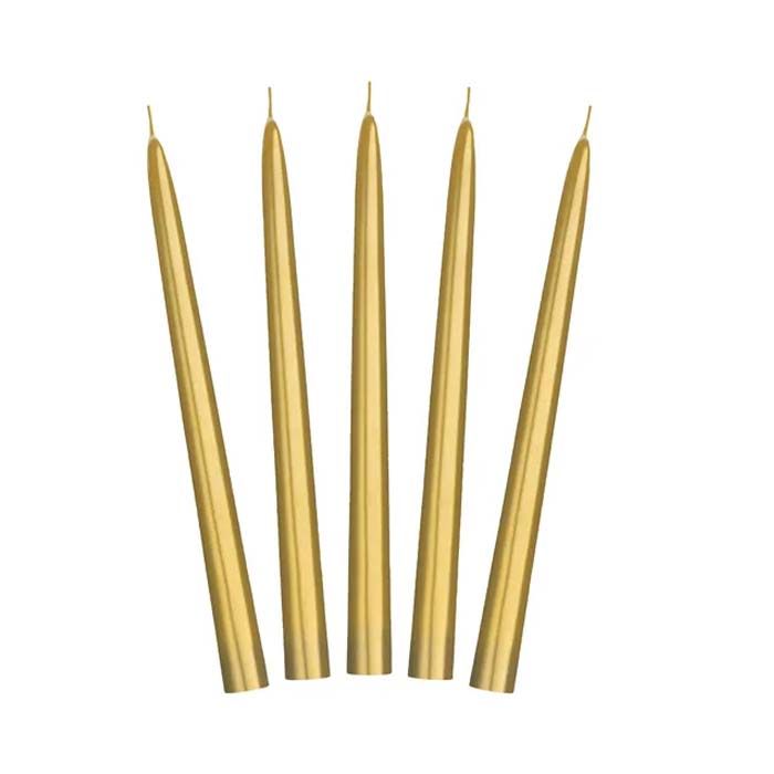 Metallic Gold Candlestick Candles 10x - 24 cm