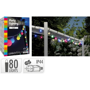 Light Chain with 80 LEDs in Various Colours and White Balls