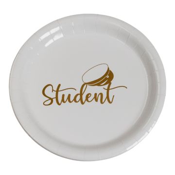Paper plates with graduation motif gold 8x - 18 cm