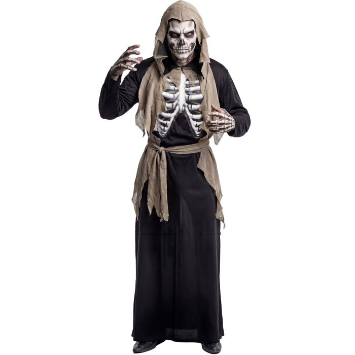 Zombie costume with hood and bone print