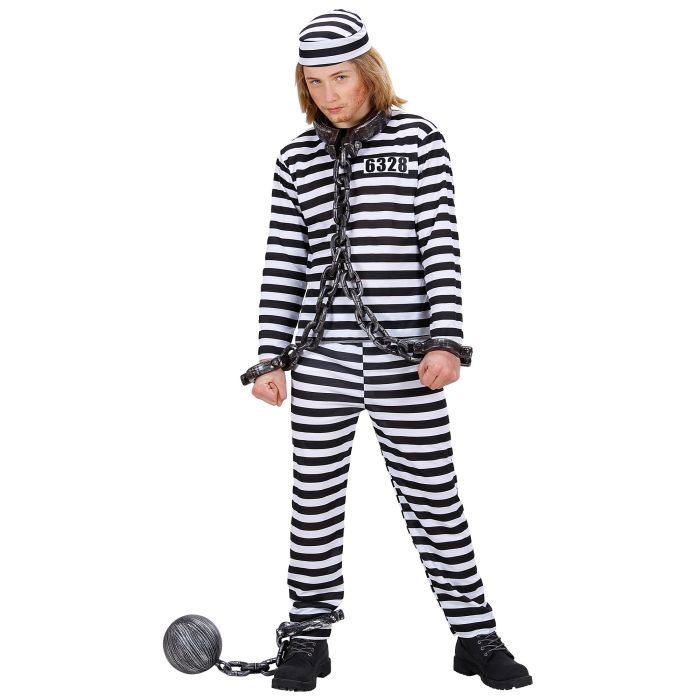 Black and white striped prison costume for boys