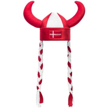 Red and white Denmark Viking hat