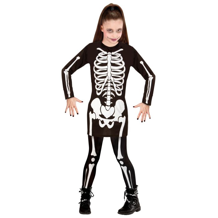 Skeleton Costume for Girls, Black