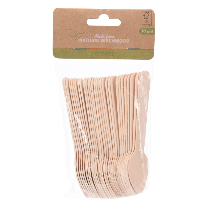 Wooden teaspoon 95 mm - 30 pcs