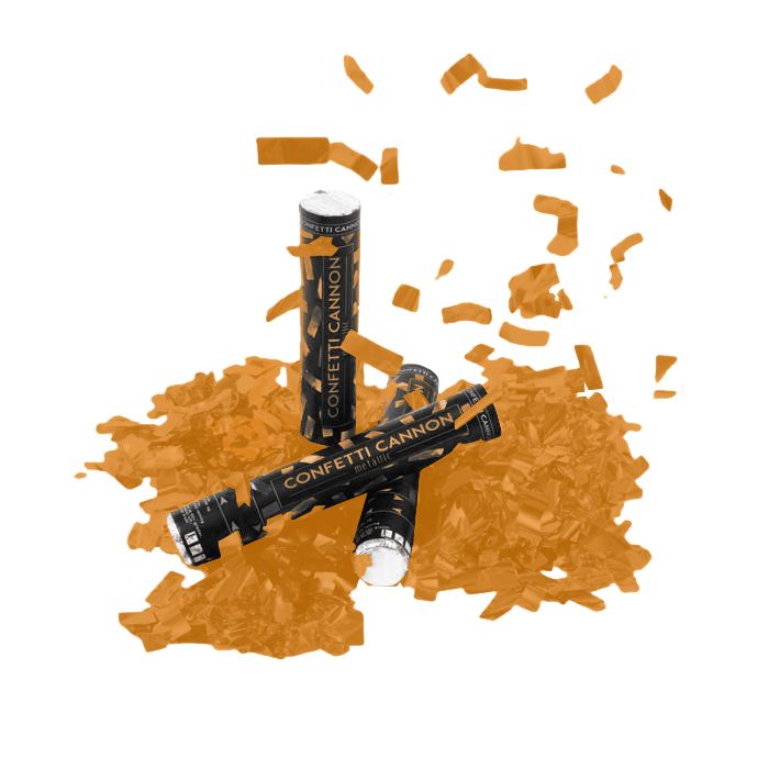 Orange confetti tube 40 cm PartyVikings - Metallic Rectangular