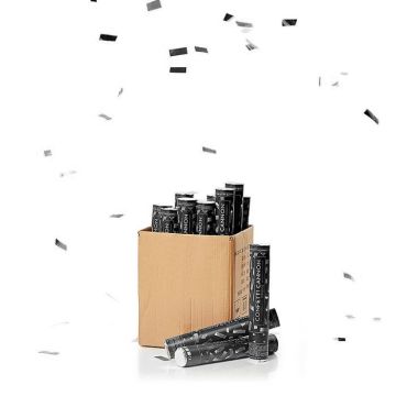 Silver confetti tubes 40 cm PartyVikings 50x - Metallic Rectangular