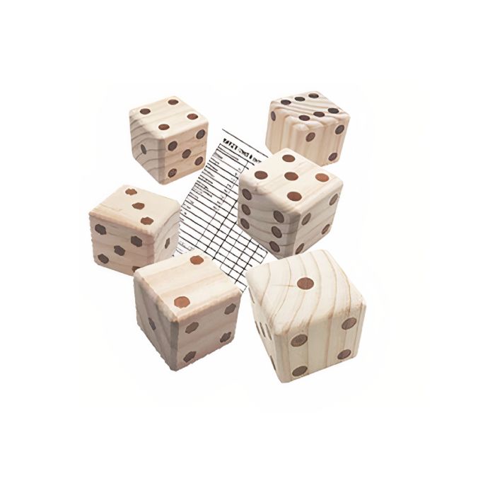 Giant yatzy game for the garden including 6 dice 7x7x7 cm and score sheet